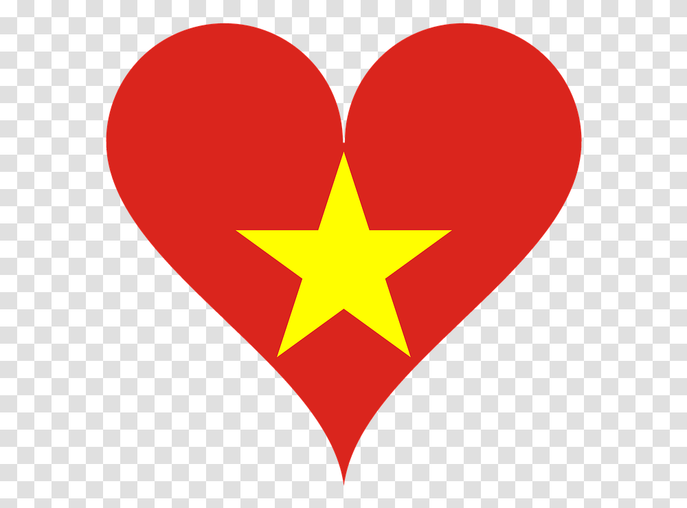 Heart Love Vietnam Flag Star Asia South Symbol, Star Symbol, Balloon Transparent Png