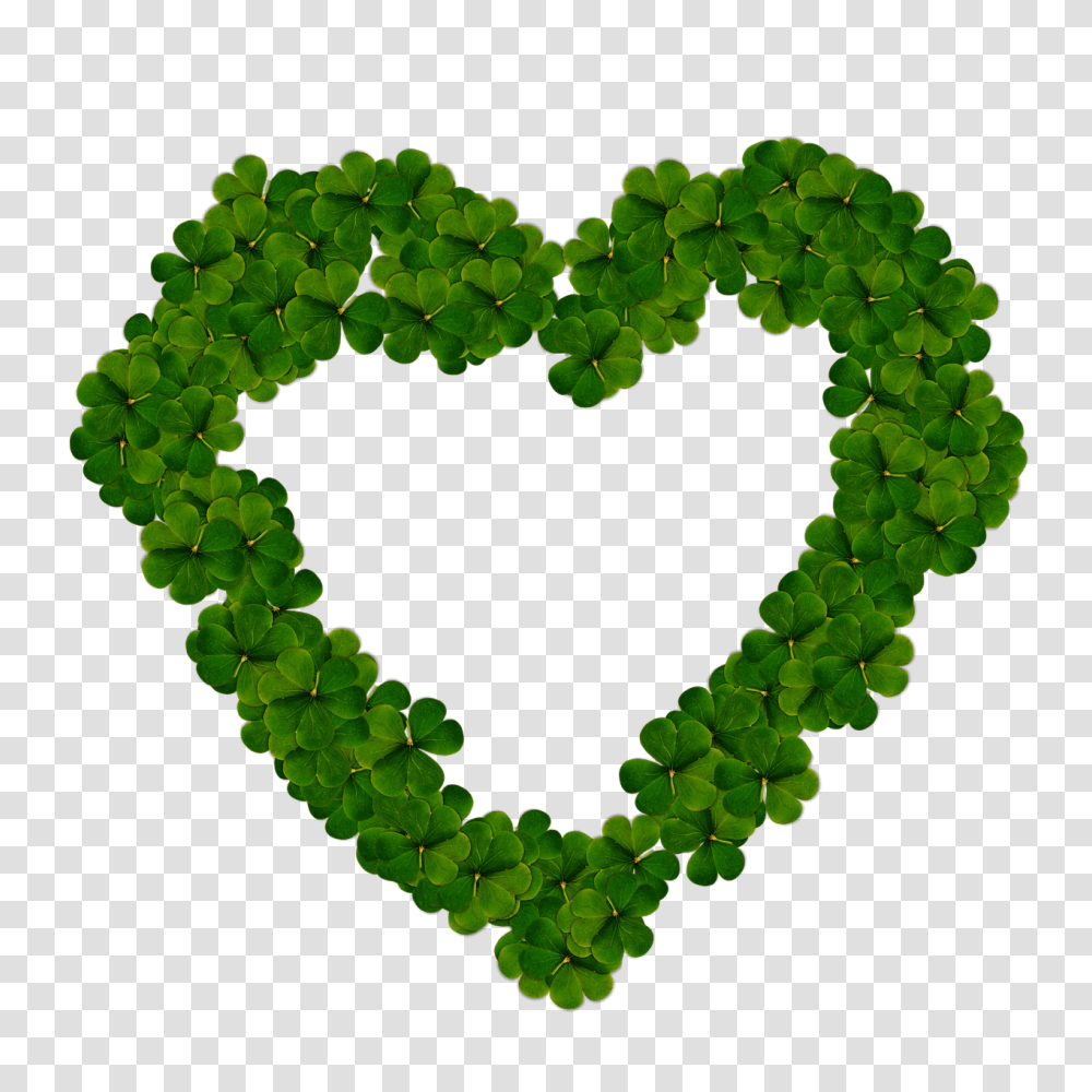 Heart Made Of Many Shamrocks, Green, Plant, Moss, Vine Transparent Png