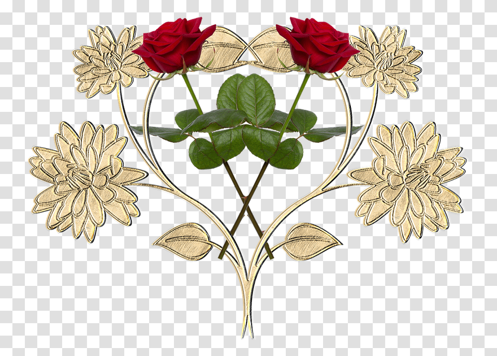 Heart Metal Gold Free Image On Pixabay Flower, Pattern, Floral Design, Graphics, Plant Transparent Png