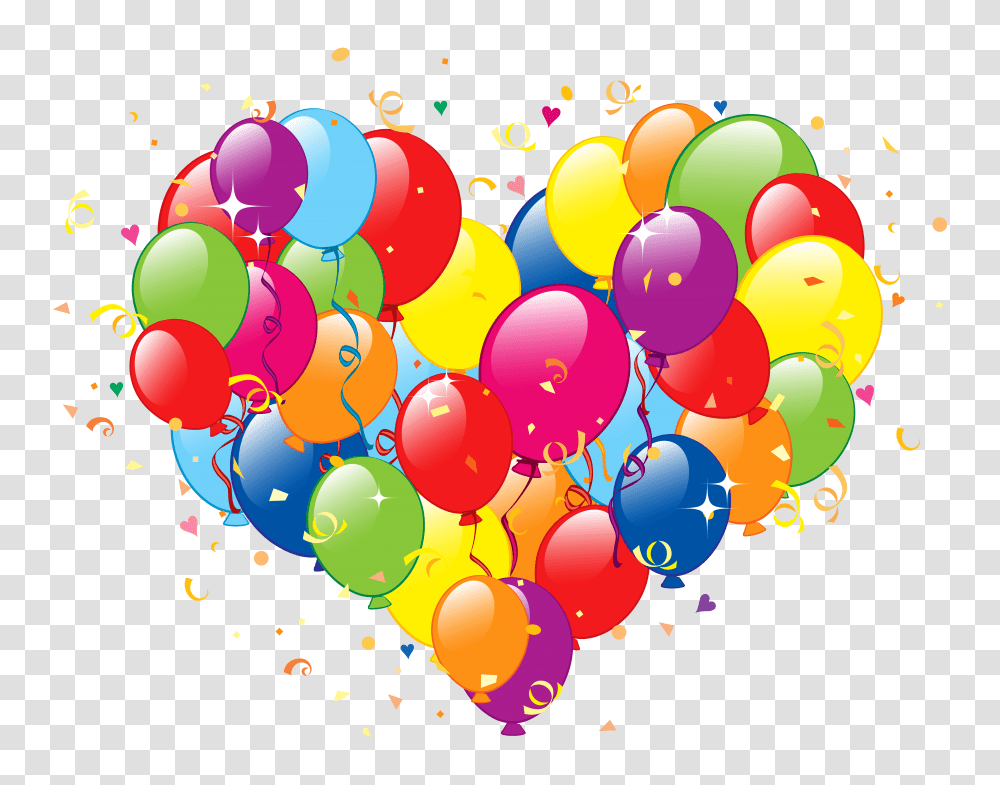 Heart Of Balloons Clipart Image Birthday Balloons With Hearts, Paper, Confetti, Graphics Transparent Png