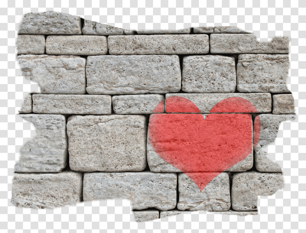 Heart On Cinder Block Wall Loving People, Stone Wall, Walkway, Path, Rock Transparent Png