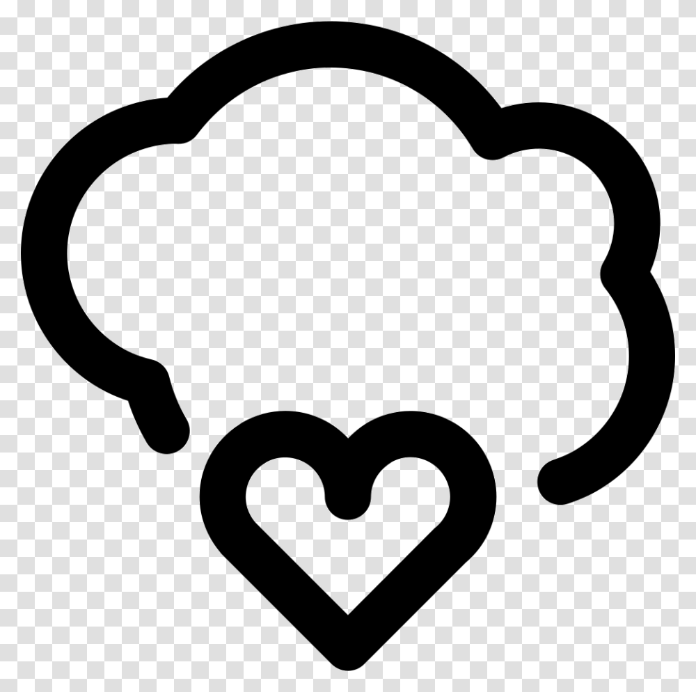 Heart On Cloud Comments Thought Icon, Stencil, Mustache Transparent Png