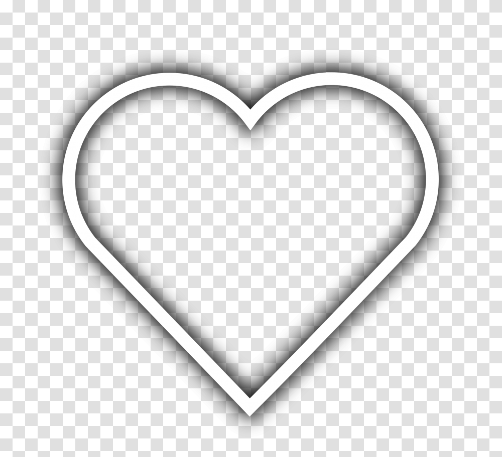 Heart Outline Glowing White Heart Icon, Stencil, Label Transparent Png