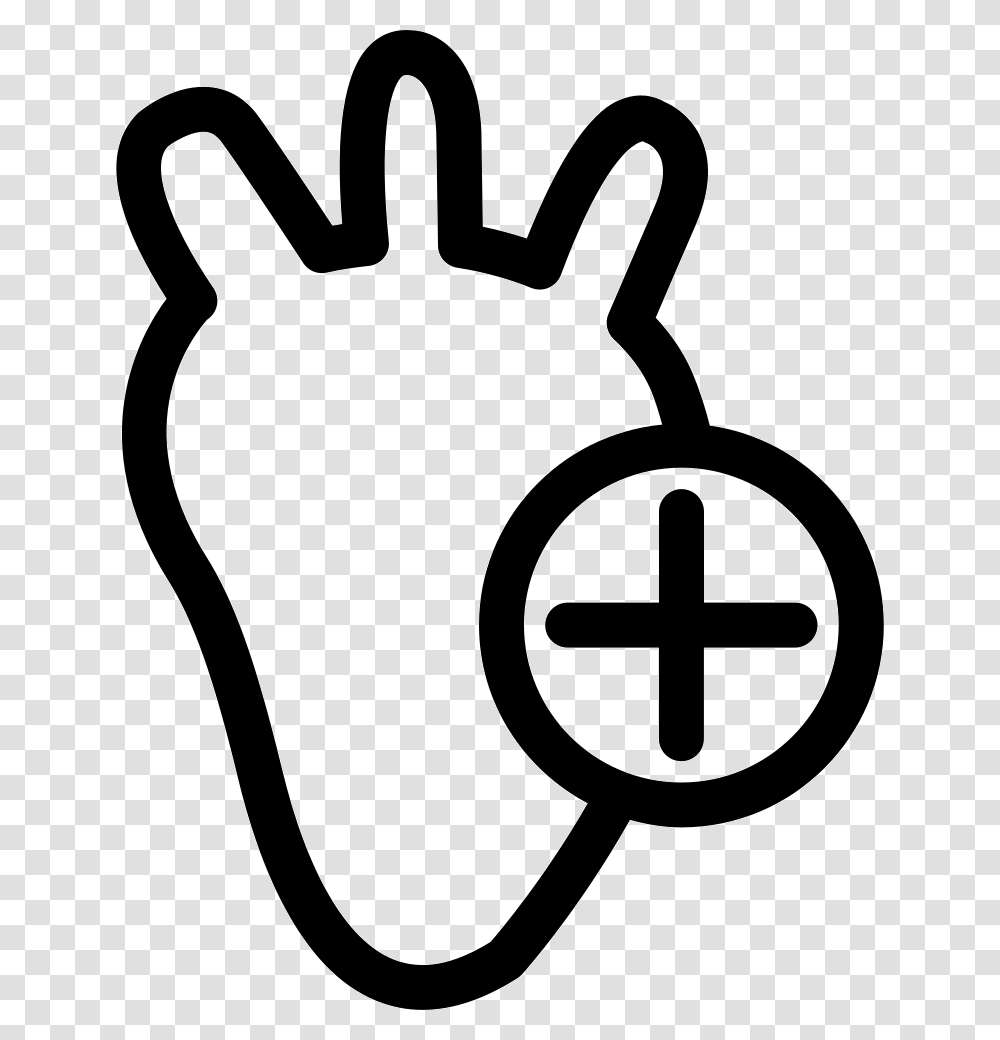 Heart Outline With A Plus Sign Comments Icon, Stencil, Electronics, Silhouette, Hand Transparent Png