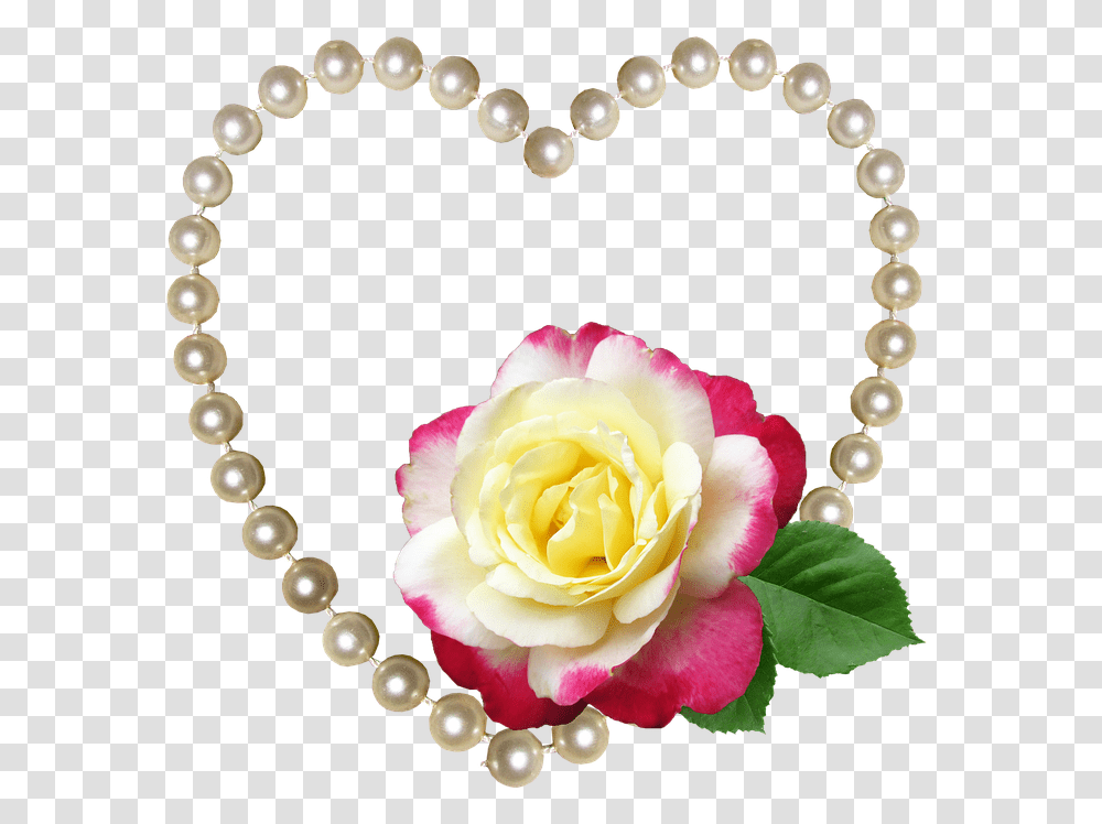 Heart Pearls Rose Floral Decoration, Accessories, Accessory, Jewelry, Bead Necklace Transparent Png