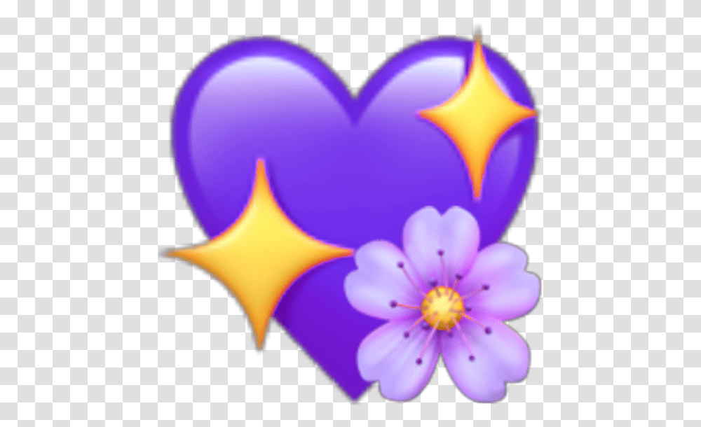 Heart Purple Emoji Iphone Ios Viola, Petal, Flower, Plant, Lighting Transparent Png