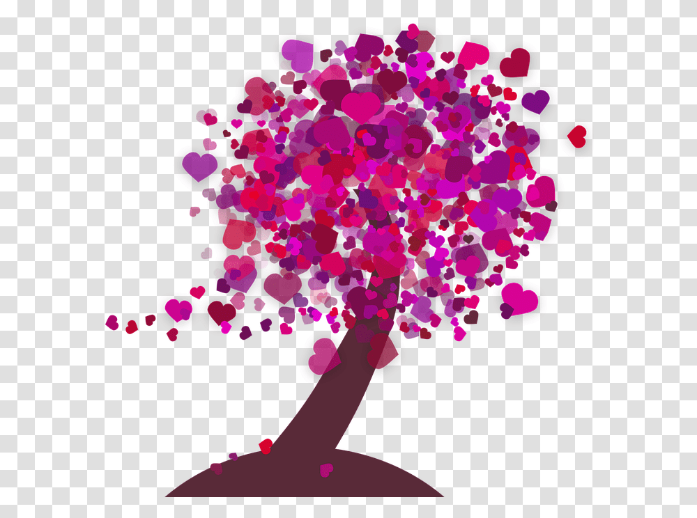Heart Purple Trees, Ornament, Pattern, Light Transparent Png