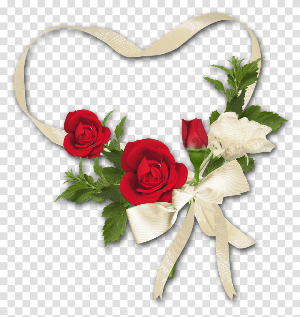 Heart Ribbon And Rose Heart Rose Flowers Mothers Day, Plant, Blossom, Flower Arrangement, Flower Bouquet Transparent Png