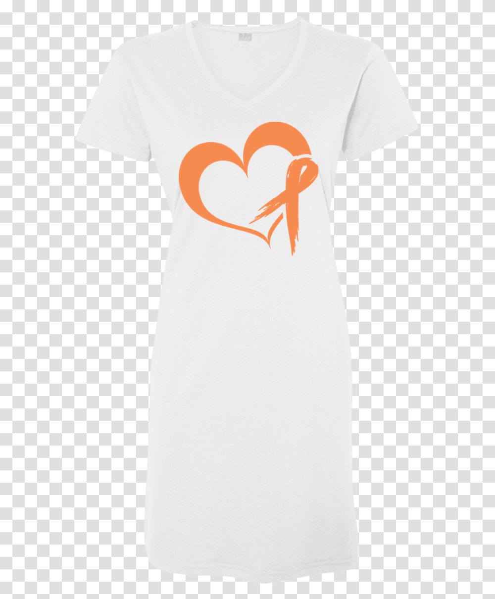Heart Ribbon Orange T Shirt Dress Heart, Apparel, T-Shirt, Sleeve Transparent Png