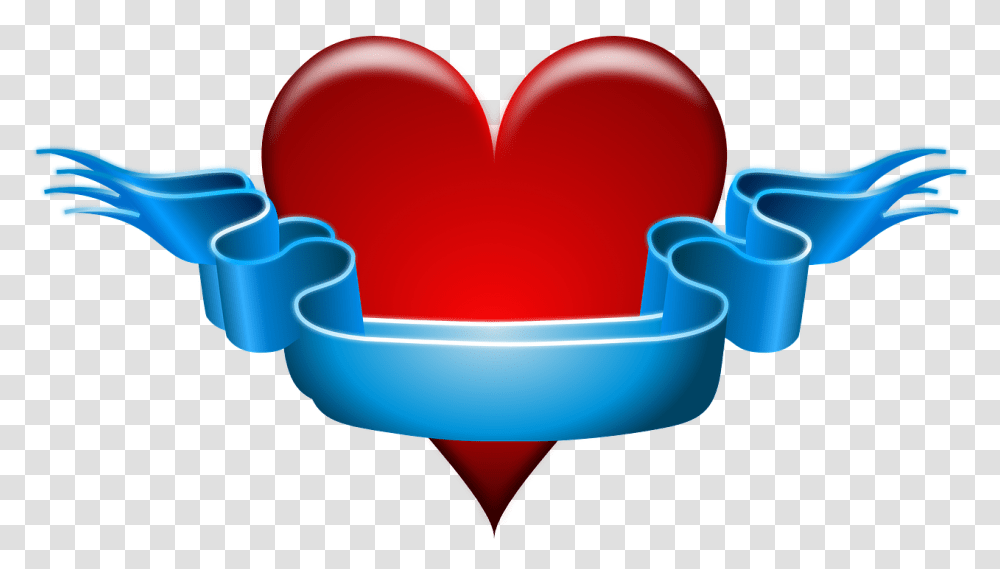Heart Ribbon Red Free Vector Graphic On Pixabay Red And Blue Heart, Cushion, Interior Design, Indoors, Pillow Transparent Png