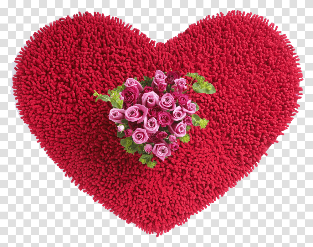 Heart Rose Free Download Heart Flower, Cushion, Pillow, Rug, Applique Transparent Png