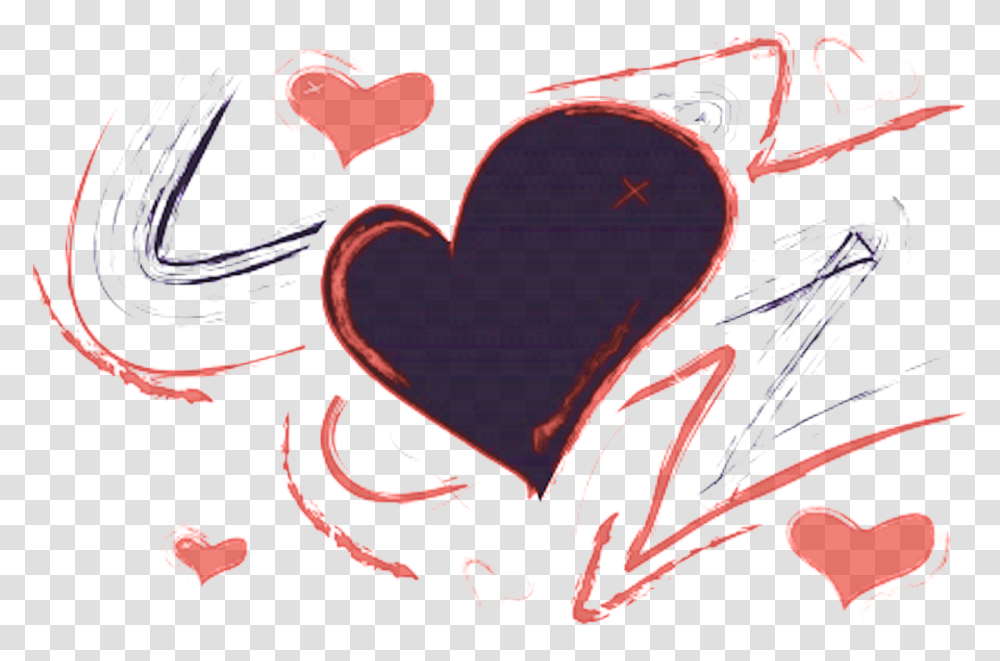 Heart Scribbles Heart, Label, Text, Graphics, Cushion Transparent Png
