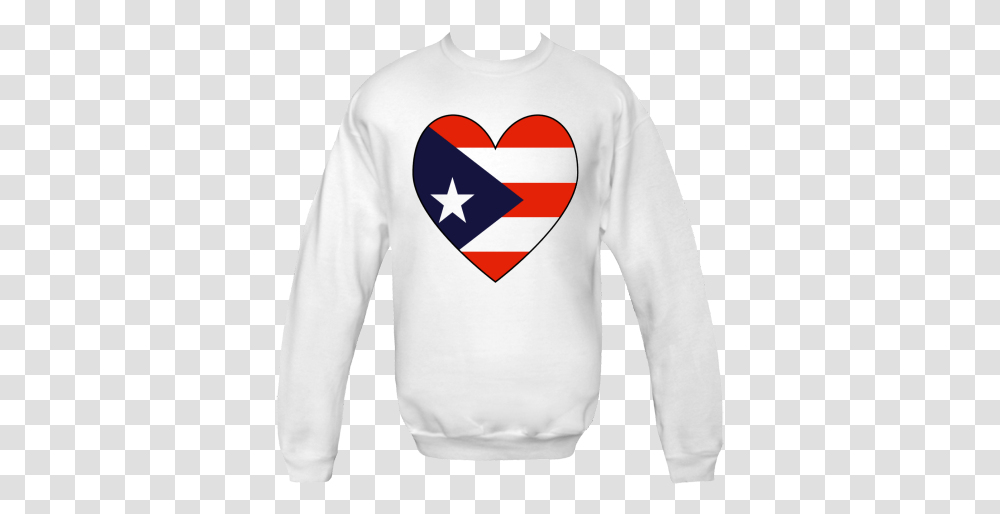 Heart Shaped Flag Of Puerto Rico In Red White And Blue With Cuban, Clothing, Apparel, Long Sleeve, Sweatshirt Transparent Png