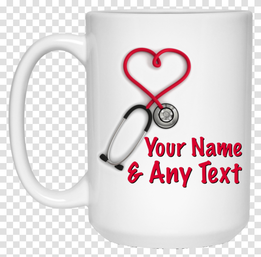 Heart Shaped Stethoscope Your Name And Any Text Nurse Mug Amazon, Coffee Cup, Scissors, Blade, Weapon Transparent Png
