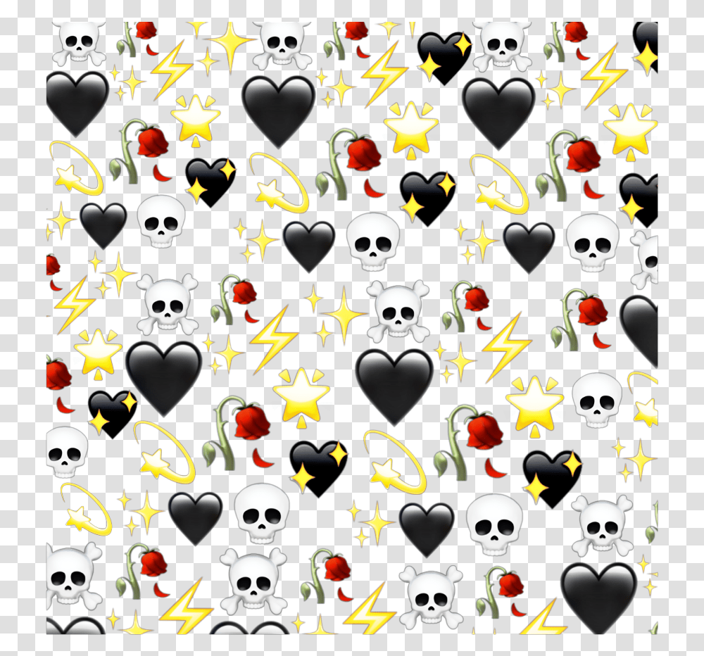 Heart Skull Star Rose Black Red Yellow White Background Aesthetic Stickers, Confetti, Paper, Rug Transparent Png