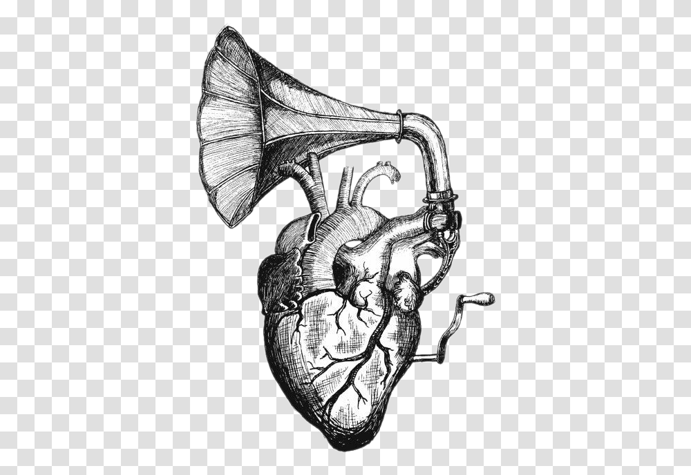 Heart Sounds Drawing Tattoo Anatomy Let Your Heart Be Heard, Horn, Brass Section, Musical Instrument, Skin Transparent Png