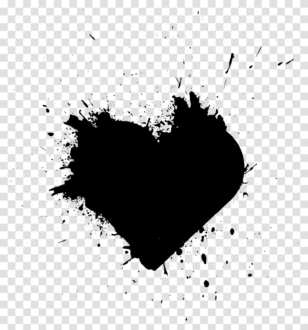 Heart Splatter Paint Black, Gray, World Of Warcraft Transparent Png