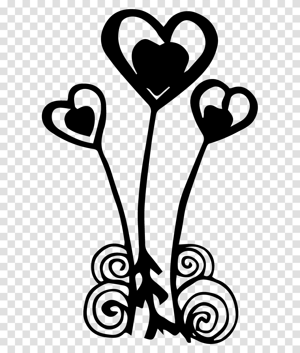 Heart, Stencil, Plant, Flower, Blossom Transparent Png