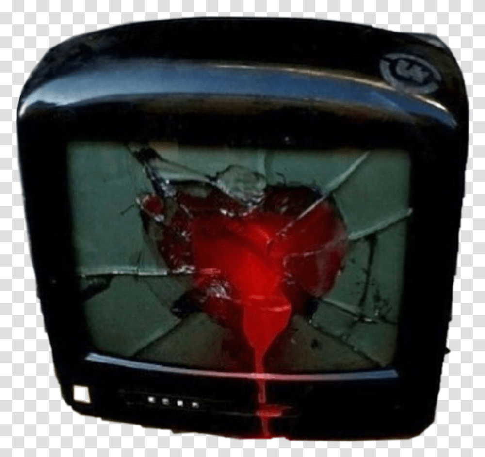 Heart Tv Screen Blood Bloody Aesthetic Grunge Soft Blood Aesthetic, Helmet, Clothing, Apparel, Electronics Transparent Png