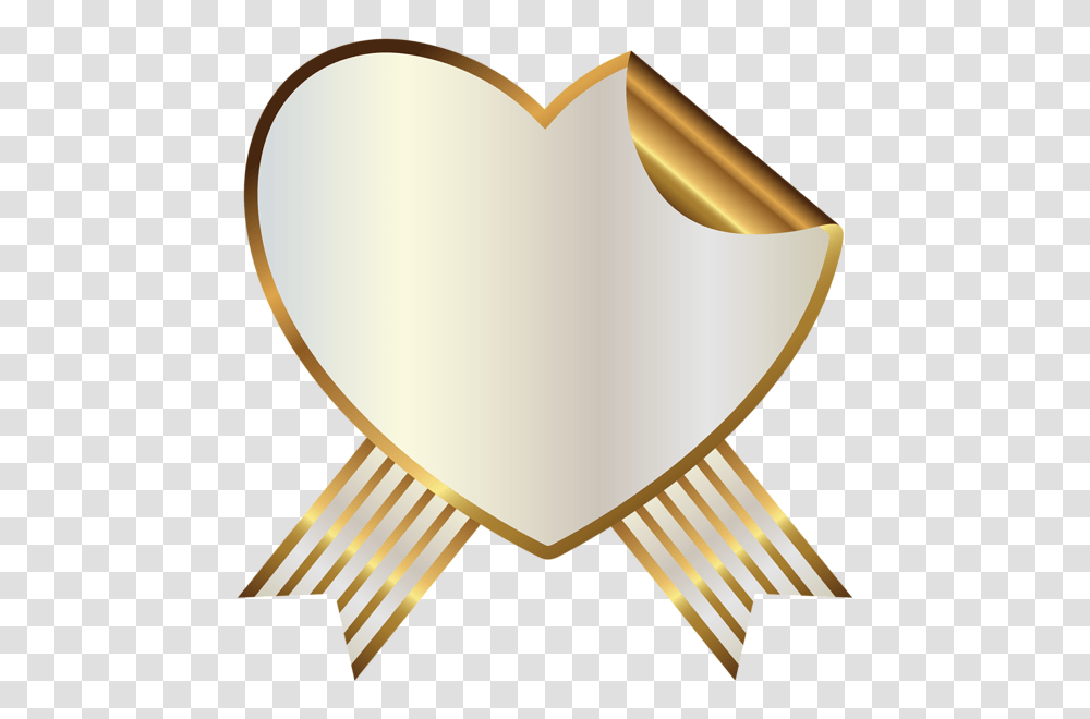 Heart White Gold Ribbon Emblem Transparentbackground Background, Lamp, Lighting, Cushion, Clothing Transparent Png