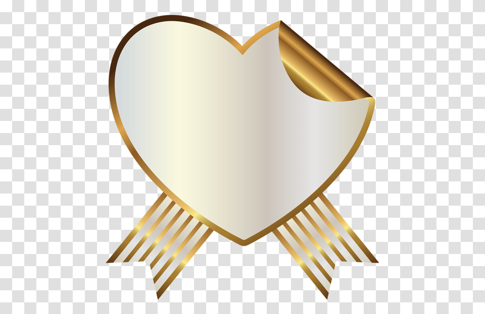 Heart White Gold Ribbon Emblem Transparentbackground, Lamp, Apparel, Lighting Transparent Png