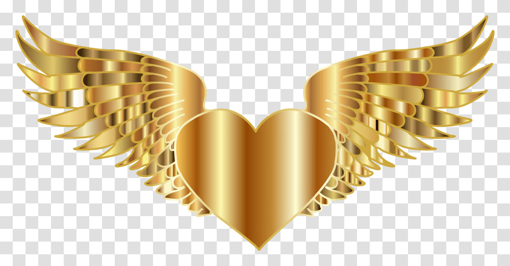 Heart Wings Flying Gold Angel Wings, Animal, Honey, Food, Brass Section Transparent Png