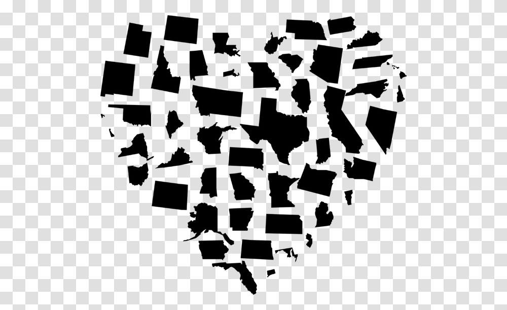 Heart With All Us States 50 States In A Heart, Gray, World Of Warcraft Transparent Png
