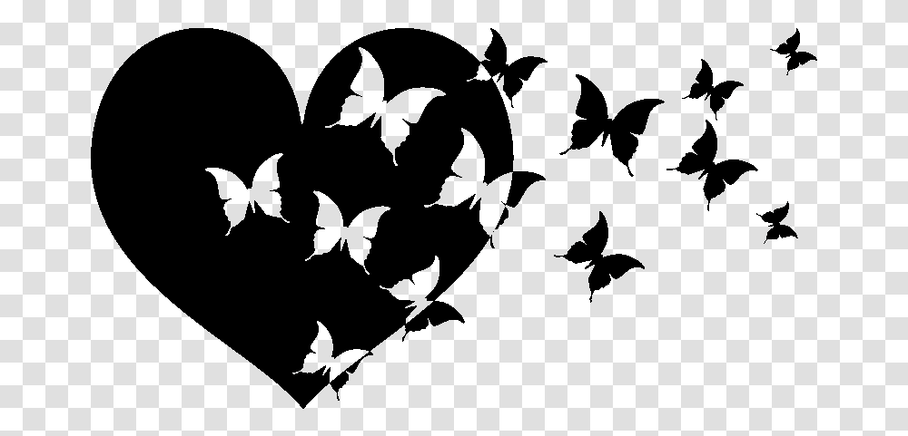 Heart With Butterfly Decal, Nature, Outdoors, Night, Moon Transparent Png