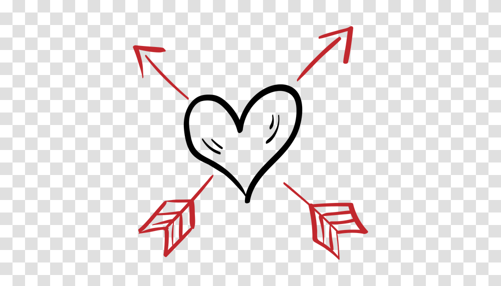 Heart With Crossed Arrows Sticker, Alphabet, Face, Hand Transparent Png