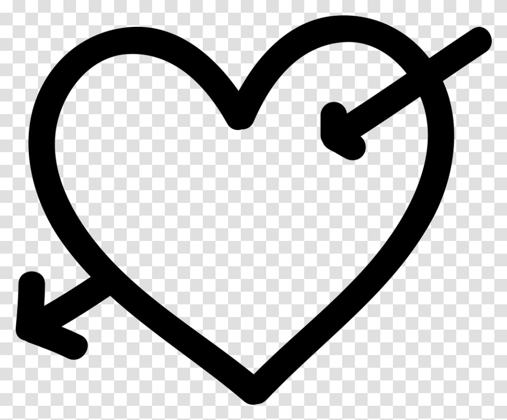 Heart With Cupid Arrow Hand Drawn Symbol Icon Free, Stencil Transparent Png