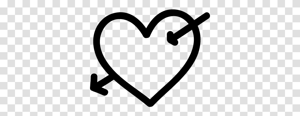 Heart With Cupid Arrow Hand Drawn Symbol Vector, Gray, World Of Warcraft Transparent Png