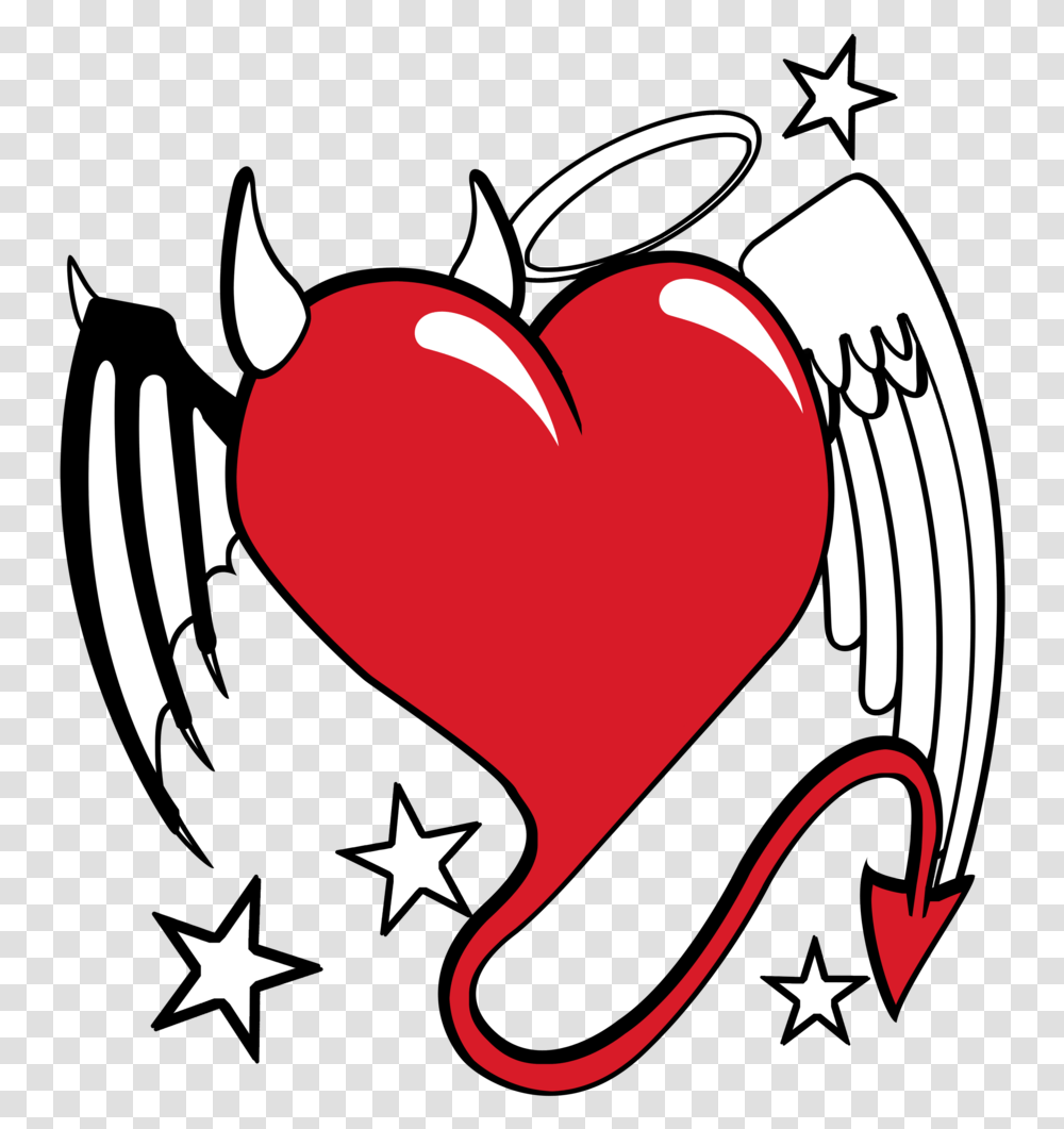 Heart With Devil Horns And Angel Wings, Star Symbol Transparent Png