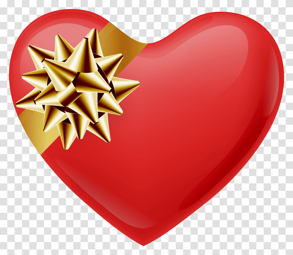 Heart With Gold Bow Image, Symbol, Star Symbol, Balloon Transparent Png