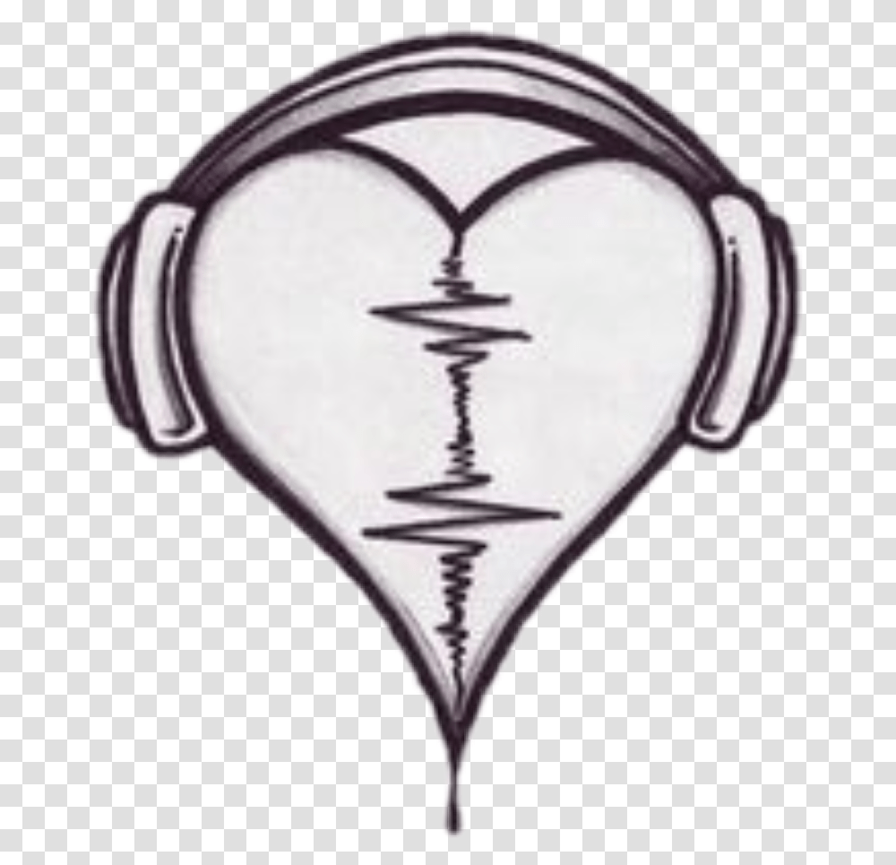 Heart With Headphones Tattoo, Light, Label, Lamp Transparent Png