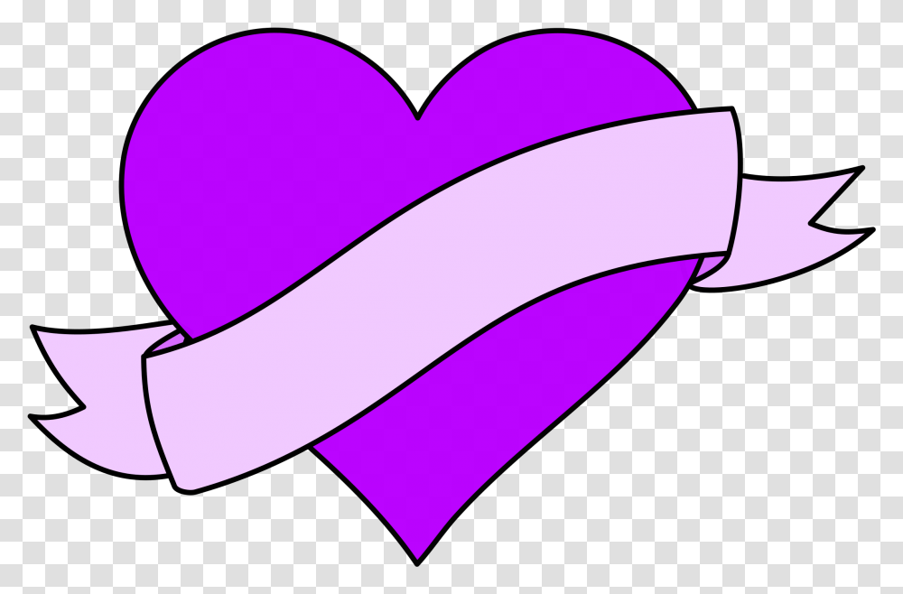 Heart With Ribbon Clipart, Apparel, Hat, Cushion Transparent Png