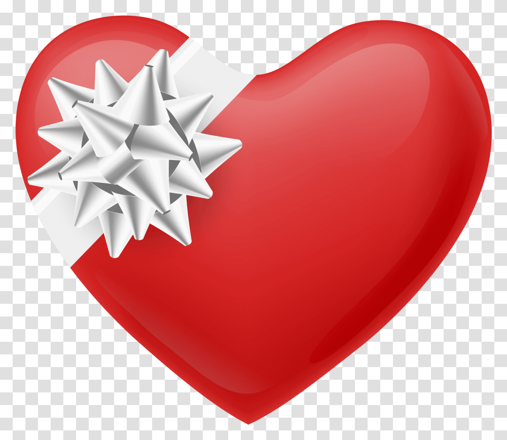 Heart With White Bow Image Banner, Symbol, Star Symbol Transparent Png