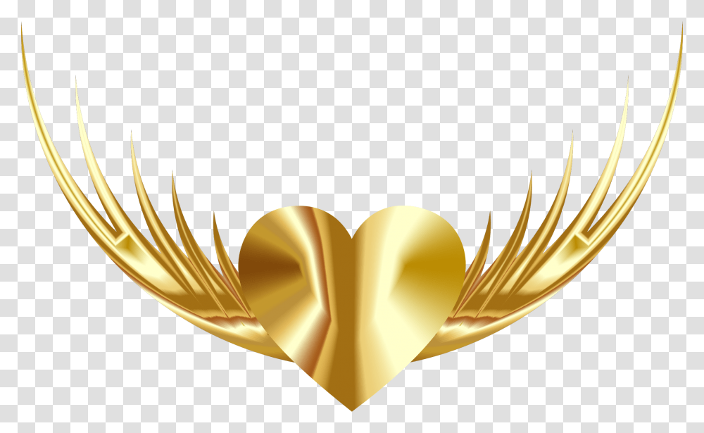 Heart With Wings Clipart Golden Heart With Wings, Emblem, Spoon, Trophy Transparent Png