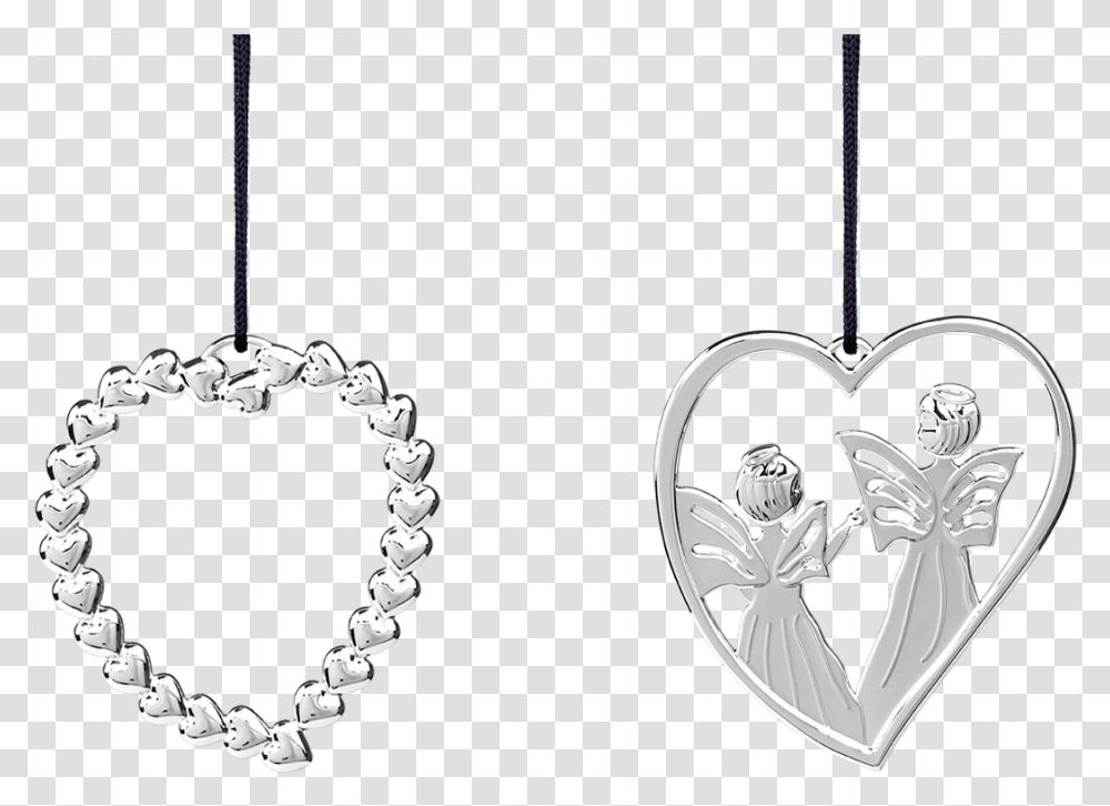 Heart Wreath And Heart Angel H7 Silver Plated Holiday Ornaments, Pendant, Necklace, Jewelry, Accessories Transparent Png