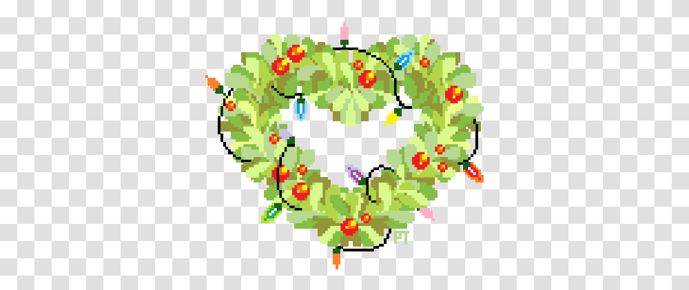 Heart Wreaths Tumblr Aesthetic Pixel Christmas Lights Gif, Toy, Graphics, Pattern, Green Transparent Png
