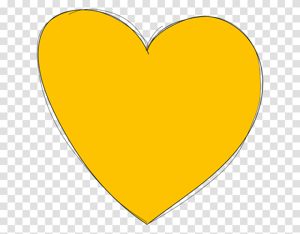 Heart Yellow Love Form Drawn By Hand, Balloon, Plectrum Transparent Png