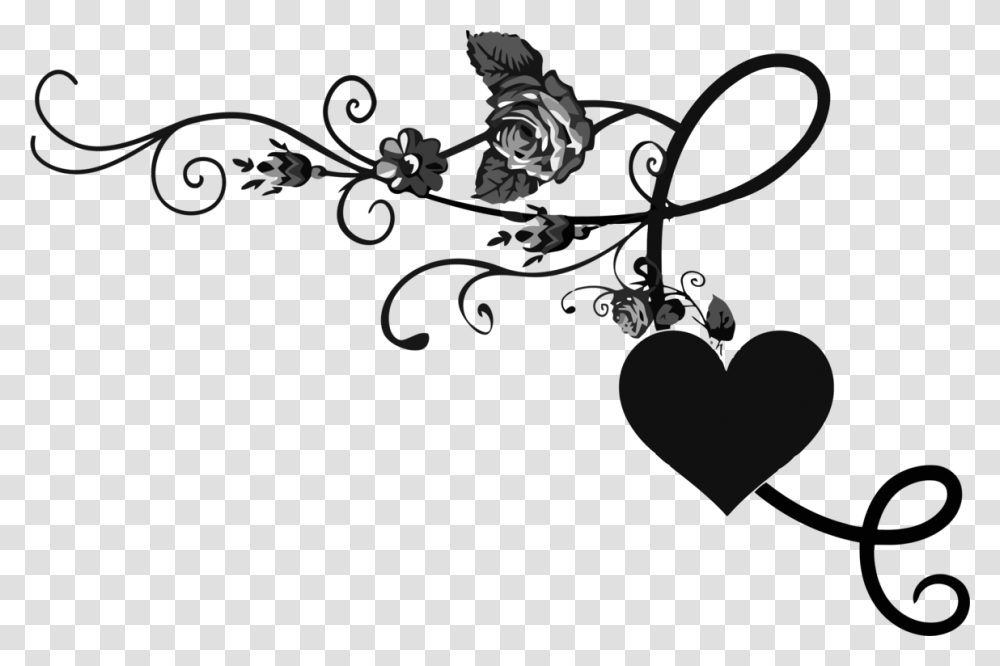 Heartbicyclemonochrome Photography Love Border Design, Floral Design, Pattern, Stencil Transparent Png