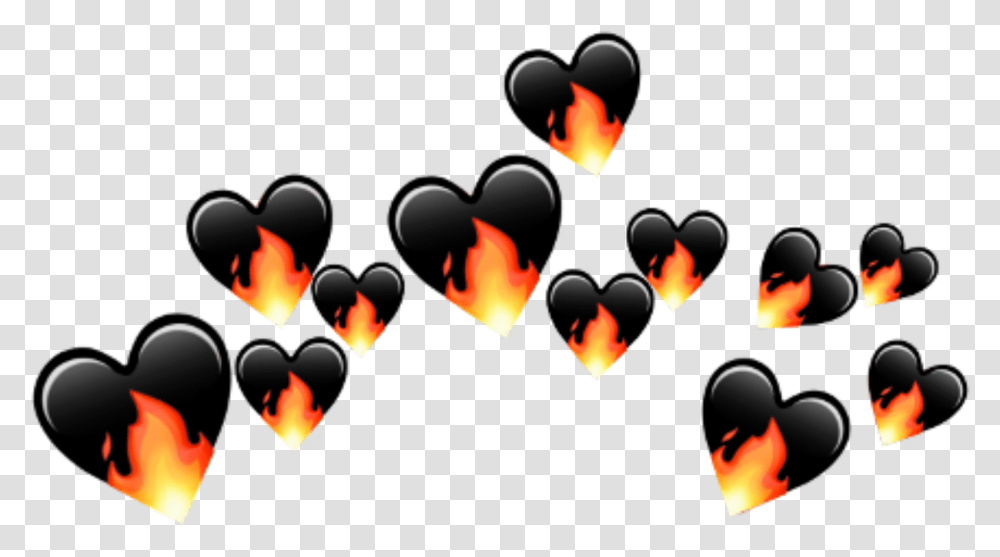 Heartcrown Fire Lit Bad Black Emoji Cute Freetoedit Illustration, Pac Man, Halloween Transparent Png