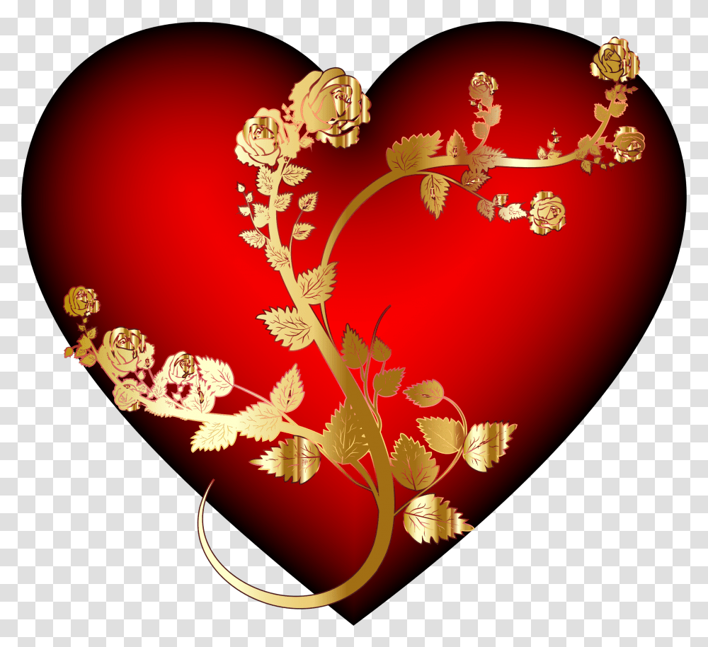 Heartfashion Accessorylove Gold Hearts With Red Roses, Floral Design, Pattern, Chandelier Transparent Png