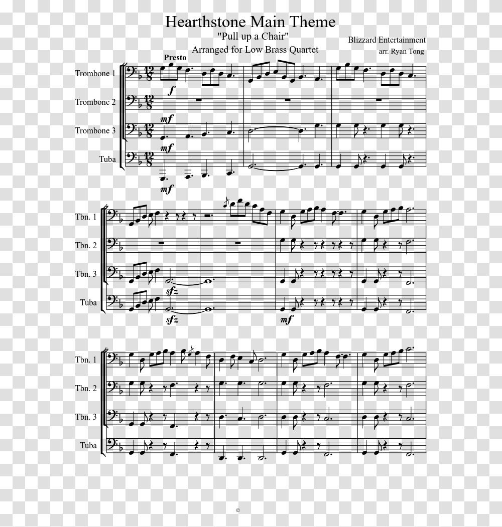 Hearthstone Theme Piano Sheet, Gray, World Of Warcraft Transparent Png