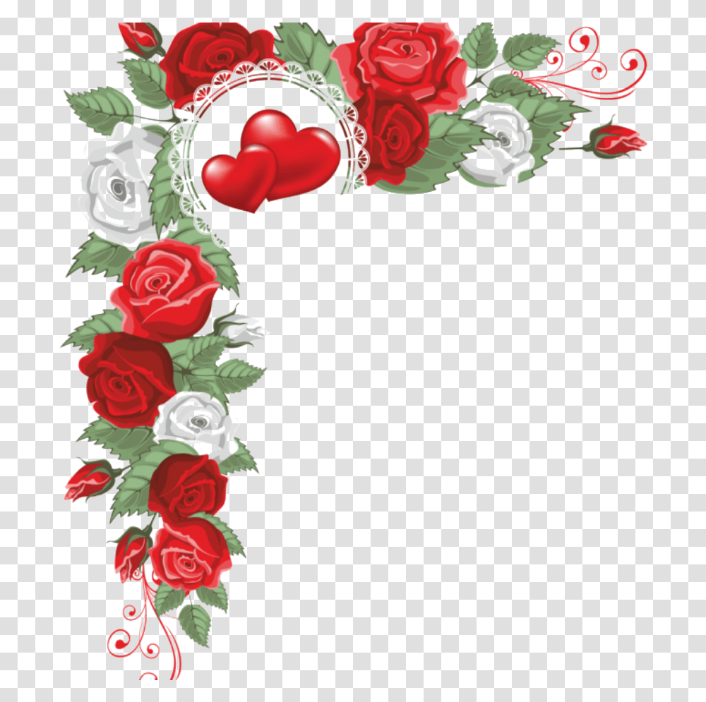Hearts And Flowers Border, Floral Design, Pattern, Rose Transparent Png