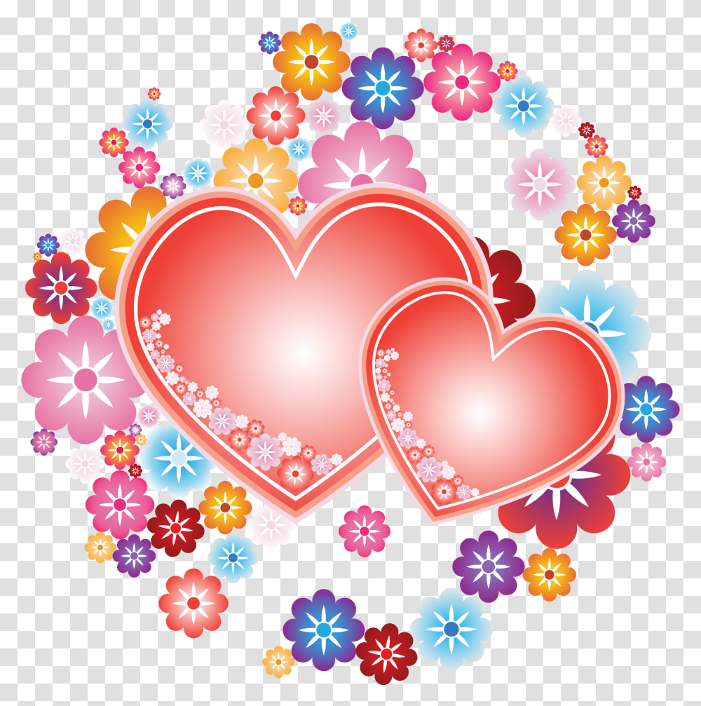 Hearts And Flowers, Floral Design, Pattern, Birthday Cake Transparent Png