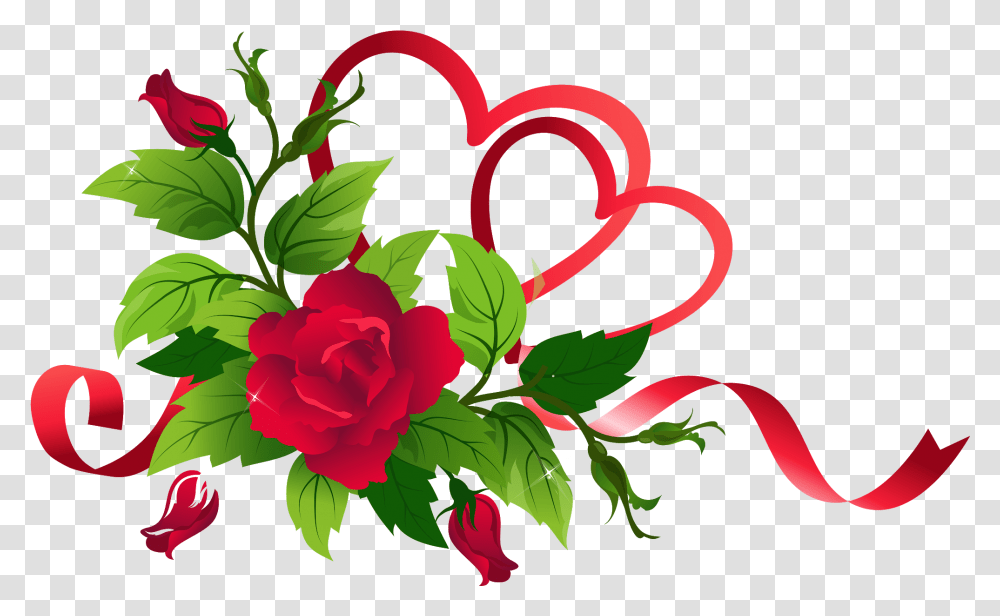 Hearts And Roses Decor Design Banner Background, Graphics, Floral Design, Pattern, Plant Transparent Png