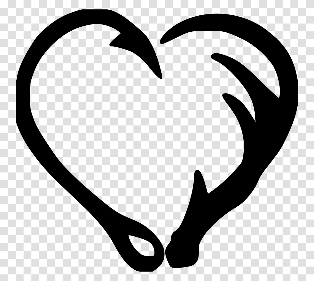 Hearts Clipart Fish Hook Antler Heart Clip Art, Gray, World Of Warcraft Transparent Png
