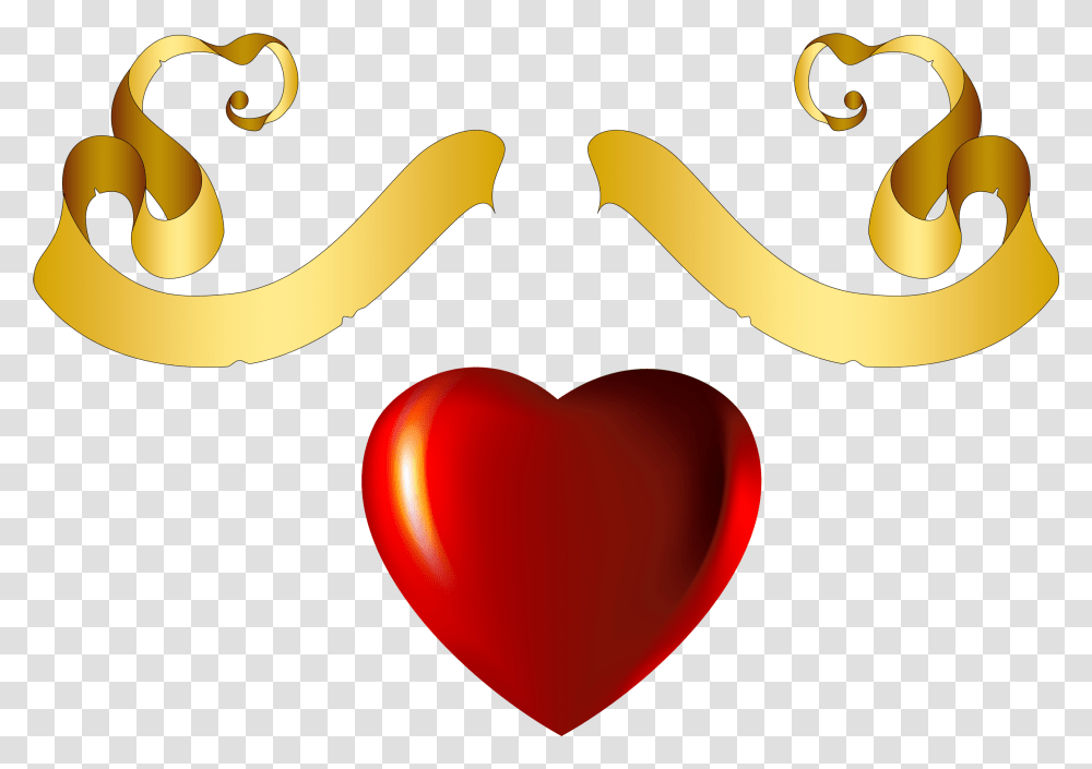 Hearts Clipart Heart Banner Red And Gold Hearts, Label, Mustache Transparent Png