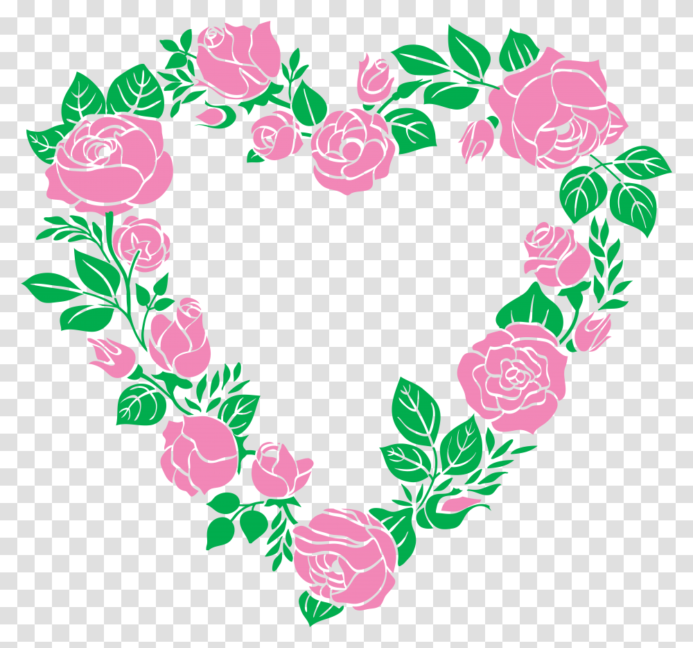 Hearts Flowers Border, Floral Design, Pattern Transparent Png